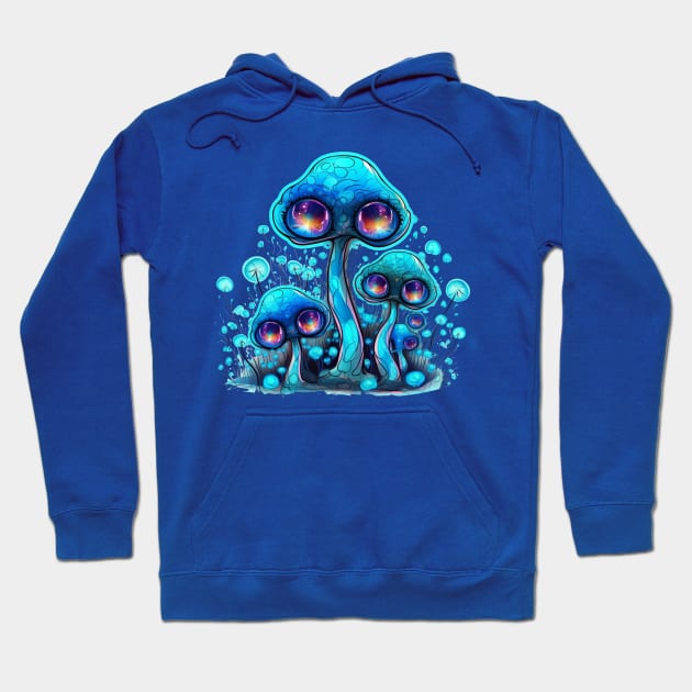 Neon Blooms Electric Blue Hoodie by apsi